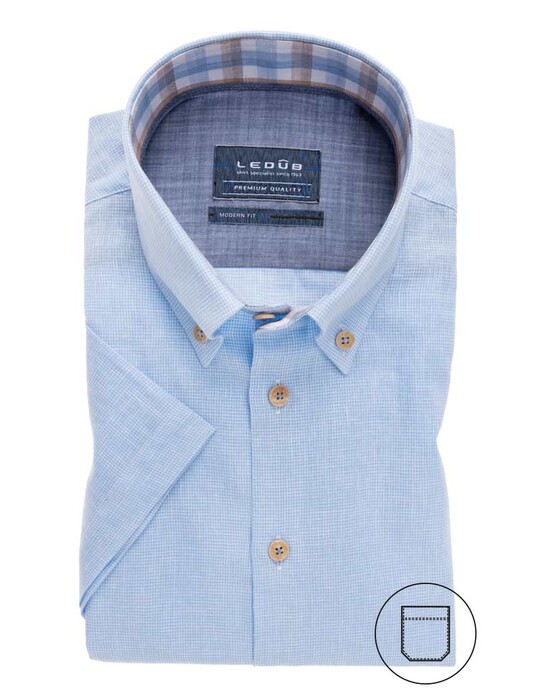 Ledûb Modern Short Sleeve Summer Shirt Light Blue