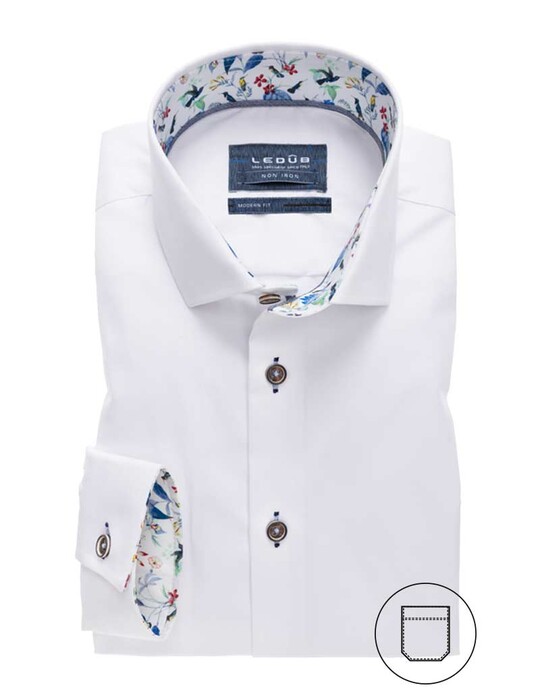 Ledûb Modern Sleeve 7 Uni Contrast Shirt White
