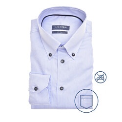 Ledûb Modern Striped Button-Down Shirt Light Blue