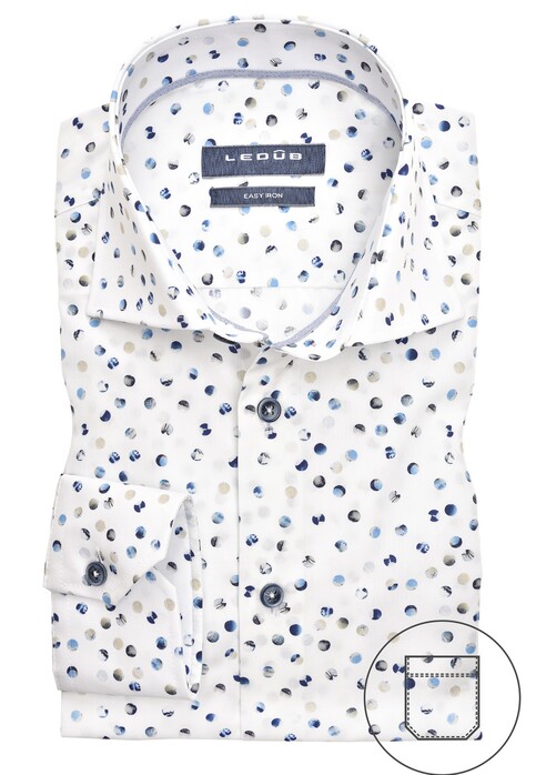Ledûb Multi Contrast Dot Shirt White-Blue