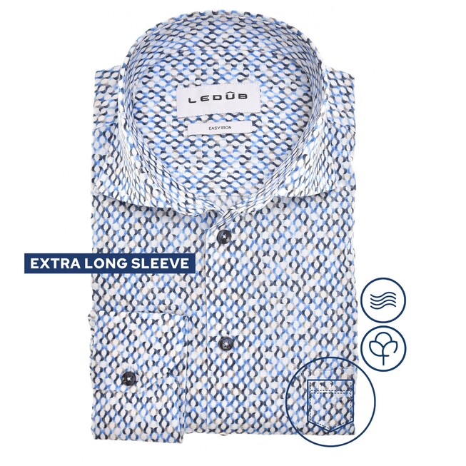 Ledûb Multitone Fantasy Overhemd Midden Blauw
