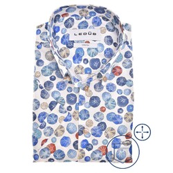 Ledûb Natural Inspired Leaf Pattern Overhemd Blauw