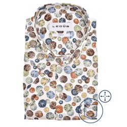 Ledûb Natural Inspired Leaf Pattern Overhemd Bruin-Zand