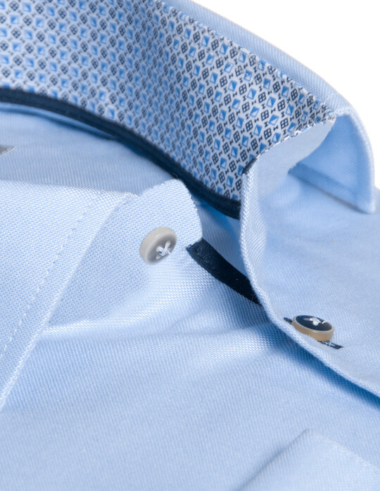 Ledûb Non-Iron Collar Contrasted Overhemd Licht Blauw