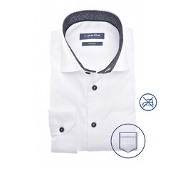 Ledûb Non-Iron Contrast Collar Overhemd Wit