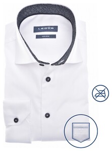 Ledûb Non-Iron Contrast Collar Overhemd Wit