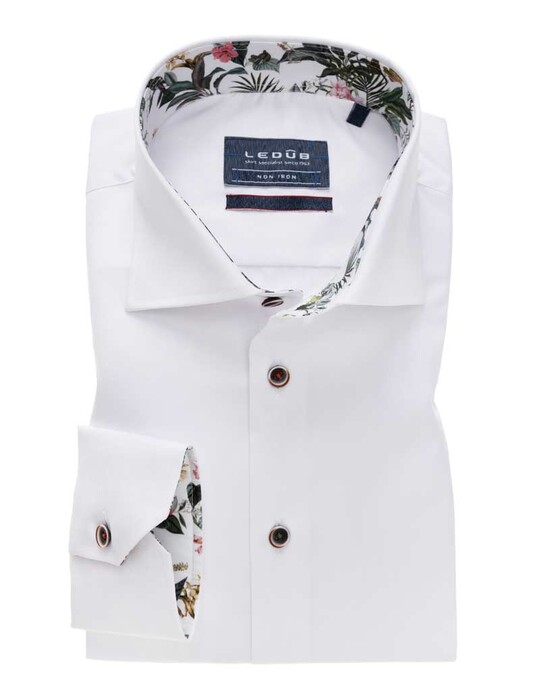 Ledûb Non Iron Sleeve 7 Contrast Shirt White