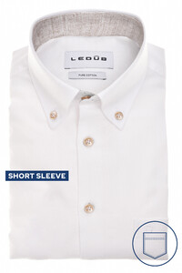 Ledûb Oxford Cotton Button-Down Short Sleeve Shirt White
