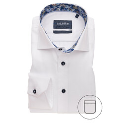 Ledûb Paisley Contrast Twill Wide-Spread Long Sleeve Modern Fit Shirt White