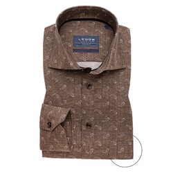 Ledûb Paisley Wide-Spread Modern Fit Shirt Mid Brown