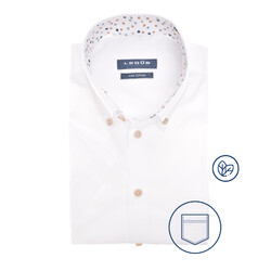 Ledûb Plain Dot Collar Contrast Overhemd Wit-Bruin