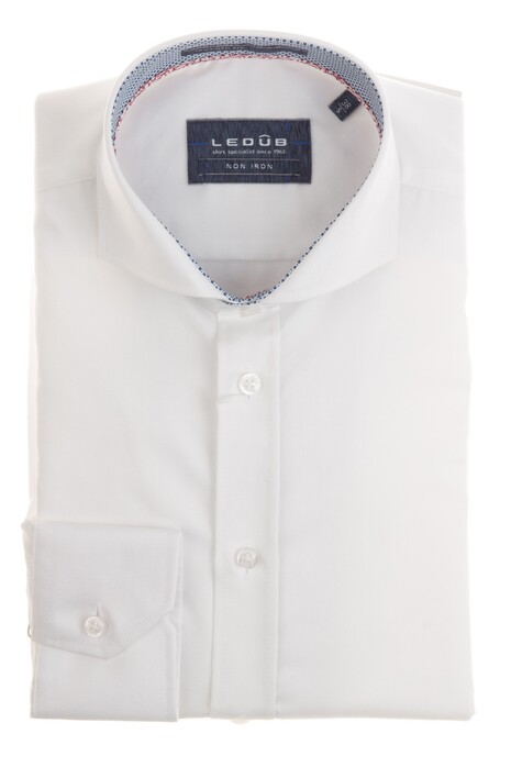 Ledûb Plain Dot Contrast Shirt White-Blue