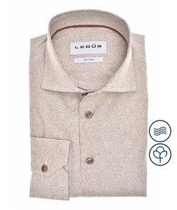 Ledûb Pure Cotton Fine Dot Sophistication Shirt Mid Brown