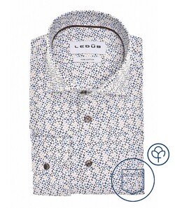 Ledûb Refined Leaf Print Shirt Blue-Brown