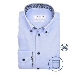 Ledûb Refined Stylish Flower Accent Shirt Light Blue