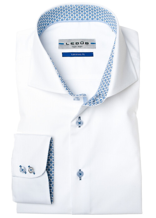 Ledûb Retro Contrasted White Shirt White-Blue