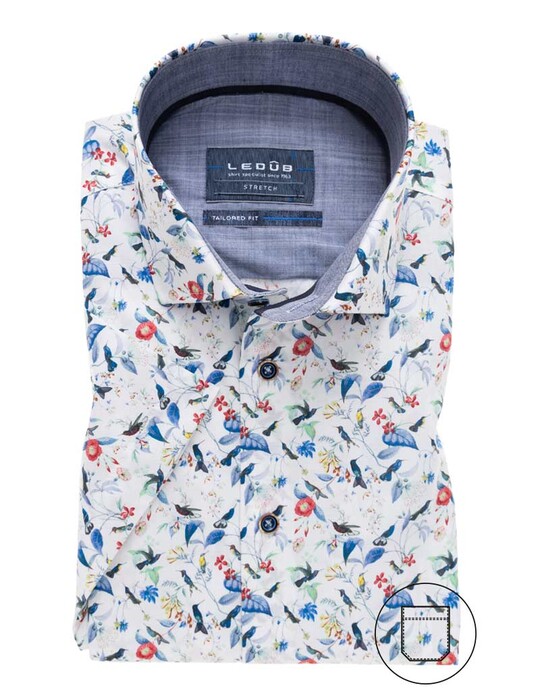 Ledûb Short Sleeve Floral Bird Shirt Multicolor
