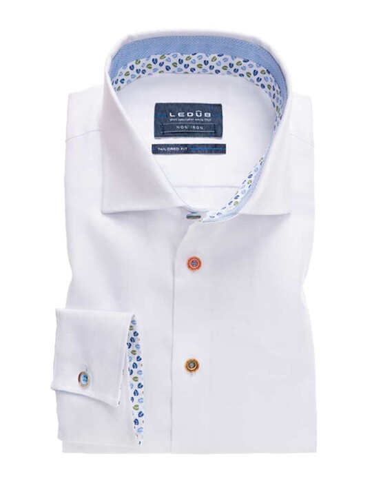 Ledûb Sleeve 7 Uni Contrast Button Shirt White