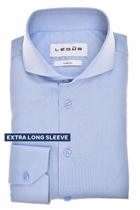 Ledûb Slim Cotton Jersey Stretch Cutaway Collar Overhemd Licht Blauw
