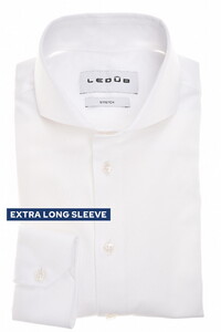 Ledûb Slim Cotton Jersey Stretch Cutaway Collar Shirt White