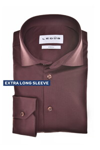 Ledûb Slim Cotton Jersey Stretch Extra Long Sleeve Shirt Dark Red