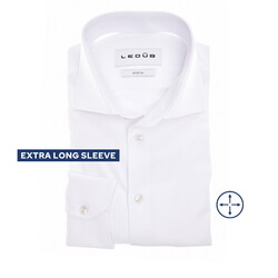 Ledûb Slim Extra Long Sleeve Four Way Stretch Overhemd Wit