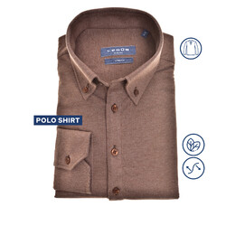 Ledûb Slim Fit Casual Tricot Polo Donker Bruin