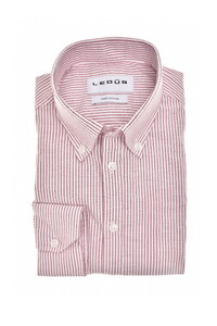 Ledûb Slim Oxford Stripe Button-Down Overhemd Donker Rood