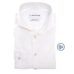 Ledûb Slim Solid Color Linnen Blend Overhemd Wit