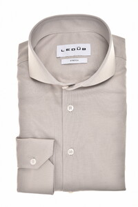 Ledûb Slim Uni Color Cotton Jersey Cutaway Collar Overhemd Licht Grijs