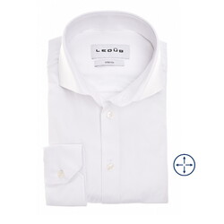 Ledûb Slim Uni Color Hyperstretch Overhemd Wit