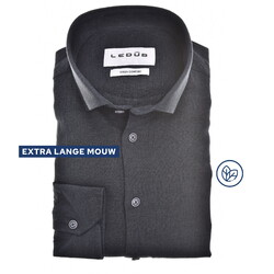 Ledûb Solid Color Cotton-Linnen Blend Button-Down Extra Long Sleeve Overhemd Navy