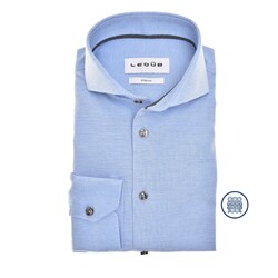 Ledûb Sophisticated Piqué Knit Overhemd Midden Blauw