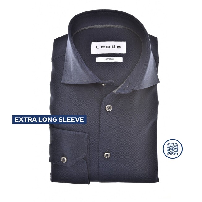 Ledûb Sophisticated Piqué Knit Shirt Dark Evening Blue