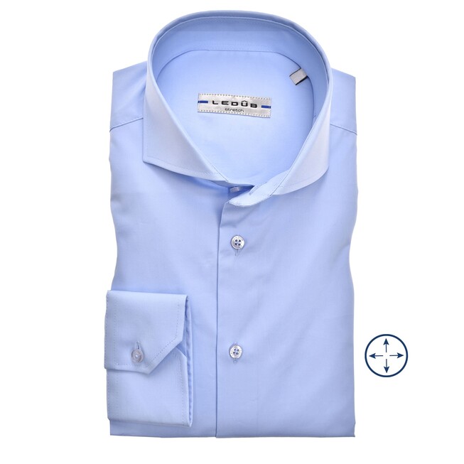 Ledûb Stretch Cutaway Modern Fit Overhemd Licht Blauw