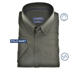 Ledûb Stretch Weave Button-Down Slim Fit Casual Polo Donker Groen