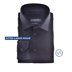 Ledûb Stretch Weave Long Sleeve Semi-Spread Modern Fit Overhemd Donker Blauw