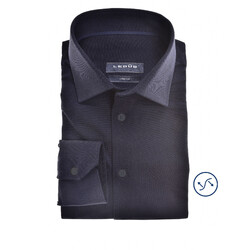 Ledûb Stretch Weave Semi-Spread Slim Fit Overhemd Donker Blauw