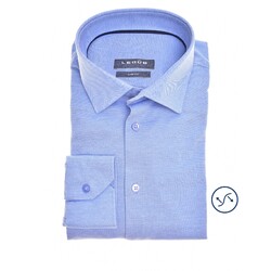 Ledûb Stretch Weave Semi-Spread Slim Fit Shirt Mid Blue