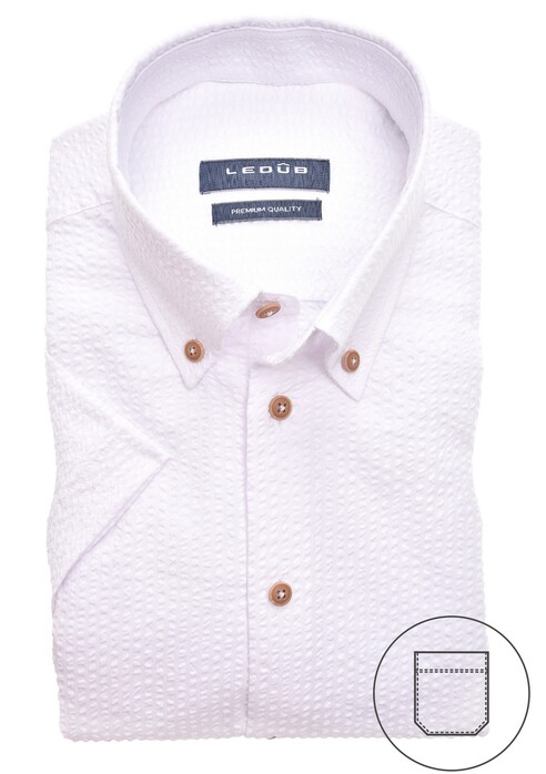 Ledûb Stripe Contrast Button Down Shirt White