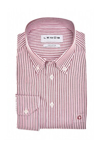 Ledûb Striped Button-Down Pure Cotton Overhemd Donker Rood