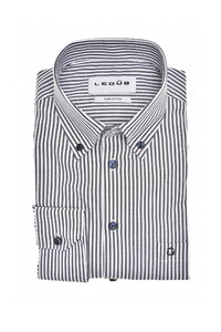 Ledûb Striped Button-Down Pure Cotton Overhemd Navy