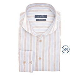 Ledûb Striped Pure Cotton Cutaway Collar Overhemd Lichtblauw-Beige