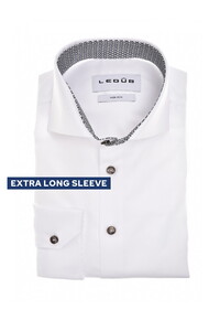Ledûb Subtle Details Extra Long Sleeve Cotton Non-Iron Shirt White