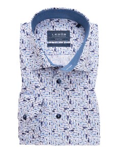 Ledûb Tailored Modern Stretch Overhemd Midden Blauw