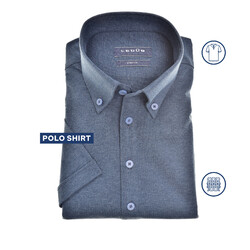 Ledûb Tricot Button-Down Poloshirt Dark Evening Blue