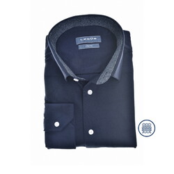 Ledûb Tricot Contrast Collar Overhemd Donker Blauw