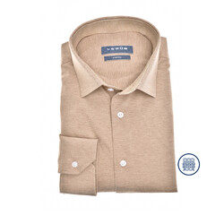 Ledûb Tricot Contrast Collar Overhemd Licht Bruin