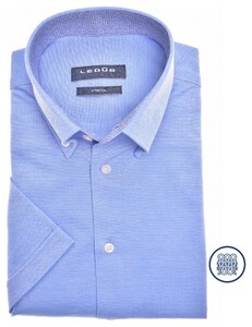 Ledûb Tricot Contrast Collar Overhemd Midden Blauw