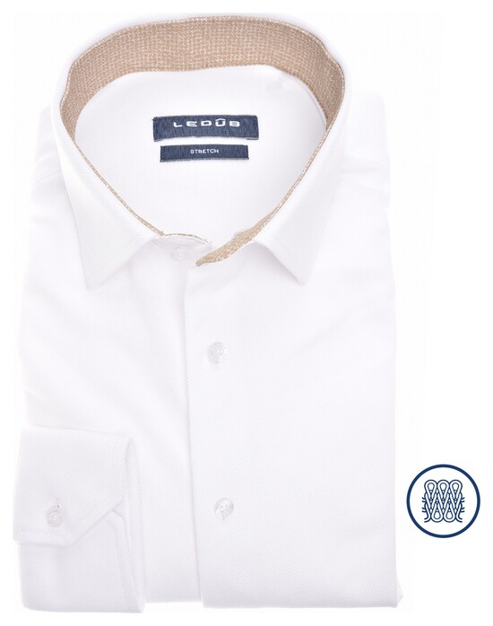 Ledûb Tricot Contrast Collar Shirt White